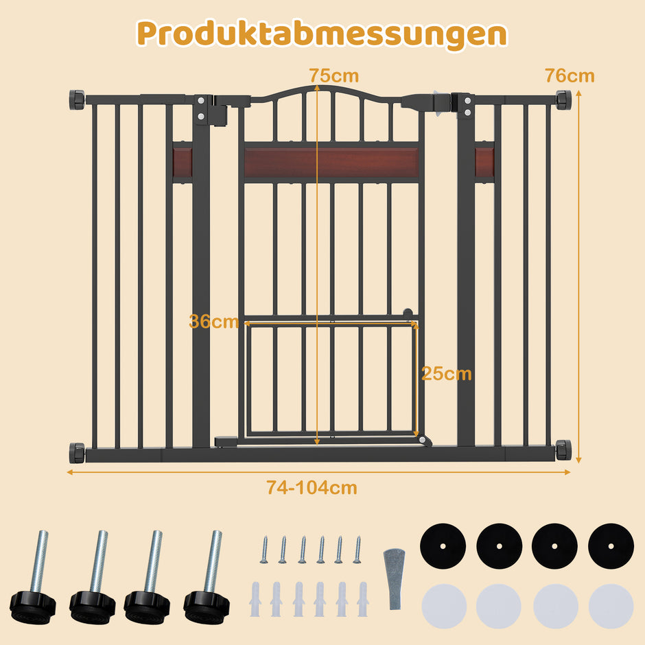 Hundskyddsgaller – dörrgaller utan borrning med liten hundgaller – Svart