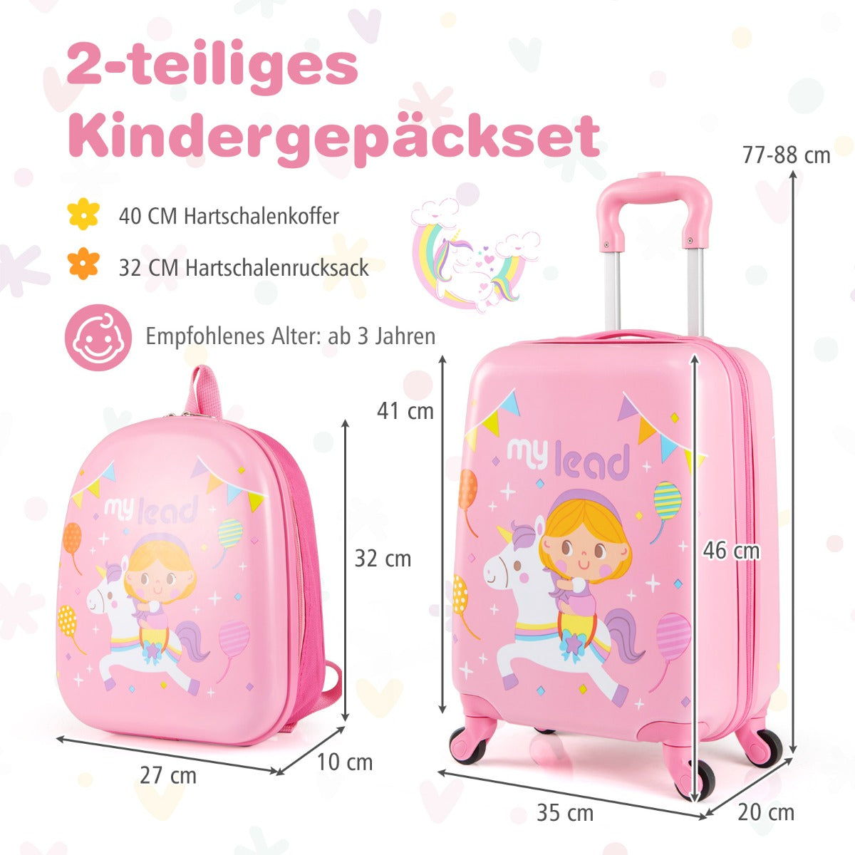 delat – barnväska set barnbagage med hjul 17