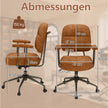Ergonomisk – kontorsstol med armstöd och hjul, vadderad datorstol, höjdjusterbar – Brun