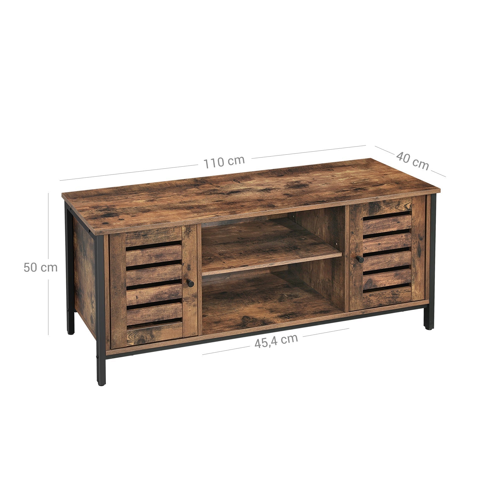 TV-meubel - Salontafel - Met 2 kasten en 2 planken - Donkerbruin