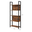 Boekenkast 5 planken – Vintage bruinzwart – 62 x 24 x 165 cm – Met kantelbeveiliging