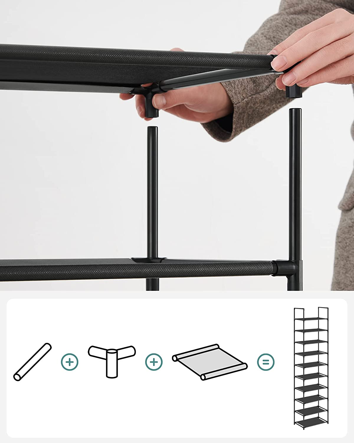 Schoenenrek – 5 niveaus – Compact ontwerp – Zwart – Voor verschillende soorten schoenen