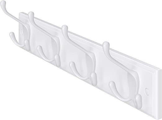 Wandkapstok – 4 drievoudige haken – Wit