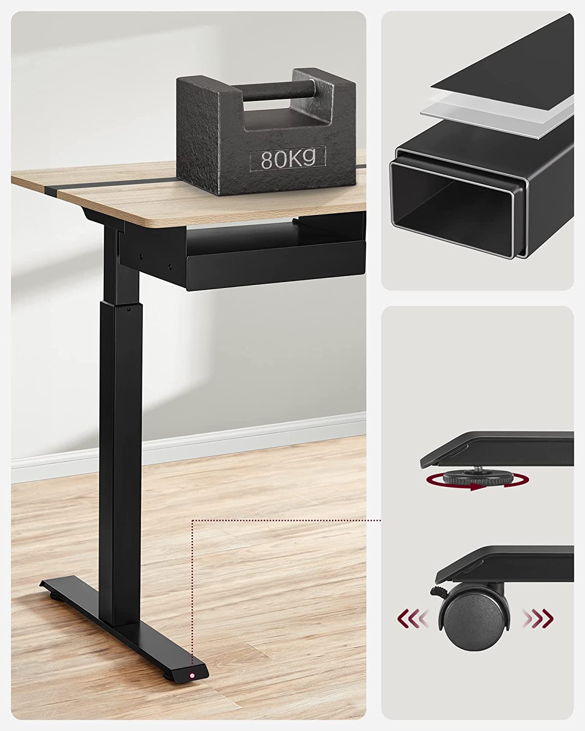 Elektrisch Bureau (Zit-Sta) – 60 x 140 cm – In hoogte verstelbaar met geheugenfunctie – Wit – 2× USB-C – 2× stopcontacten