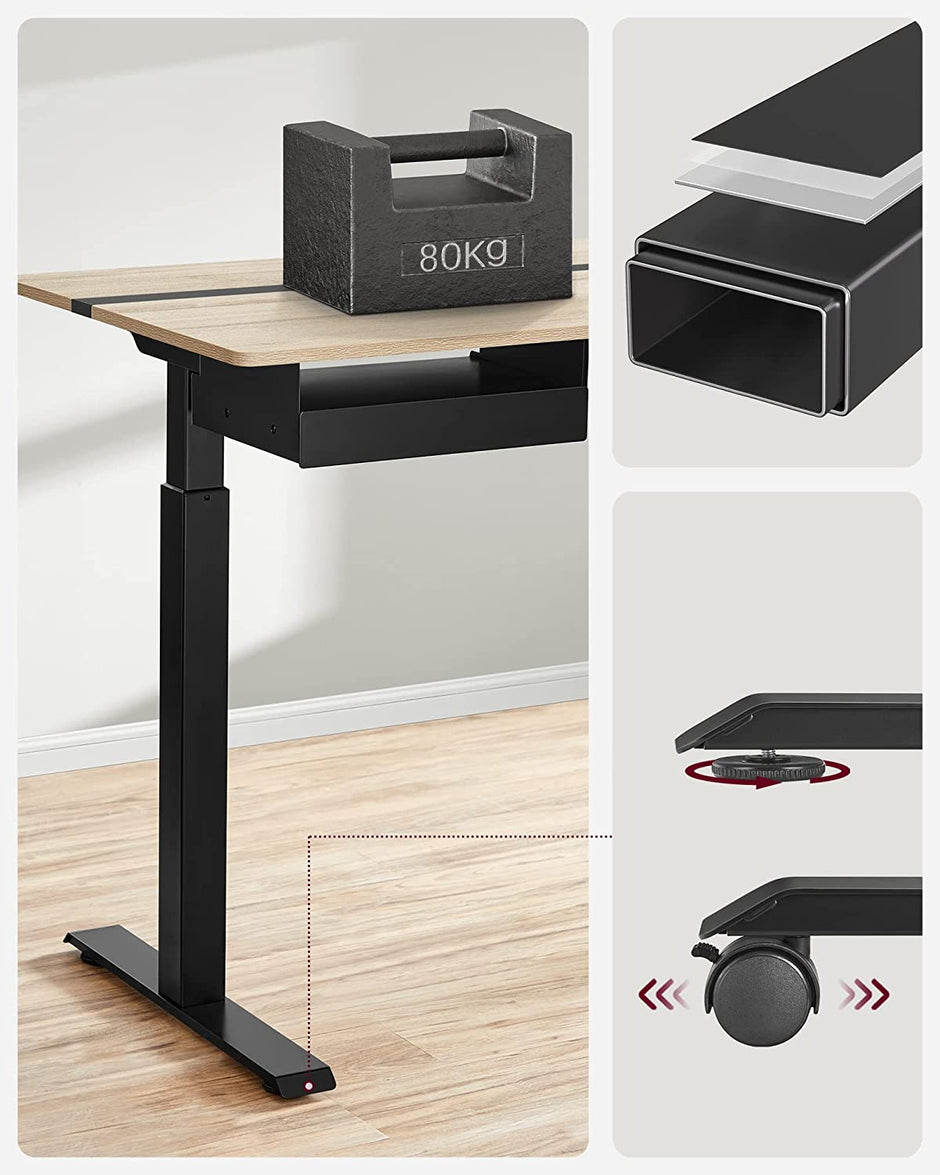 Elektrisch Bureau (Zit-Sta) – 60 x 140 cm – In hoogte verstelbaar met geheugenfunctie – Wit – 2× USB-C – 2× stopcontacten