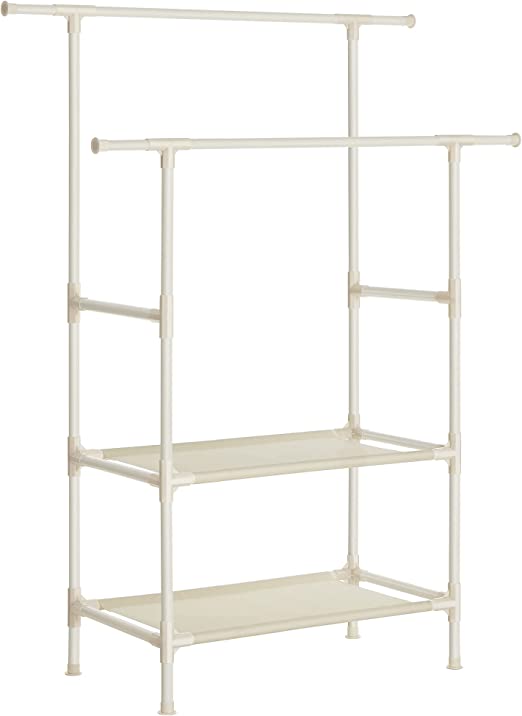 Kledingrek – 2 kledingstangen en 2 planken – Wit