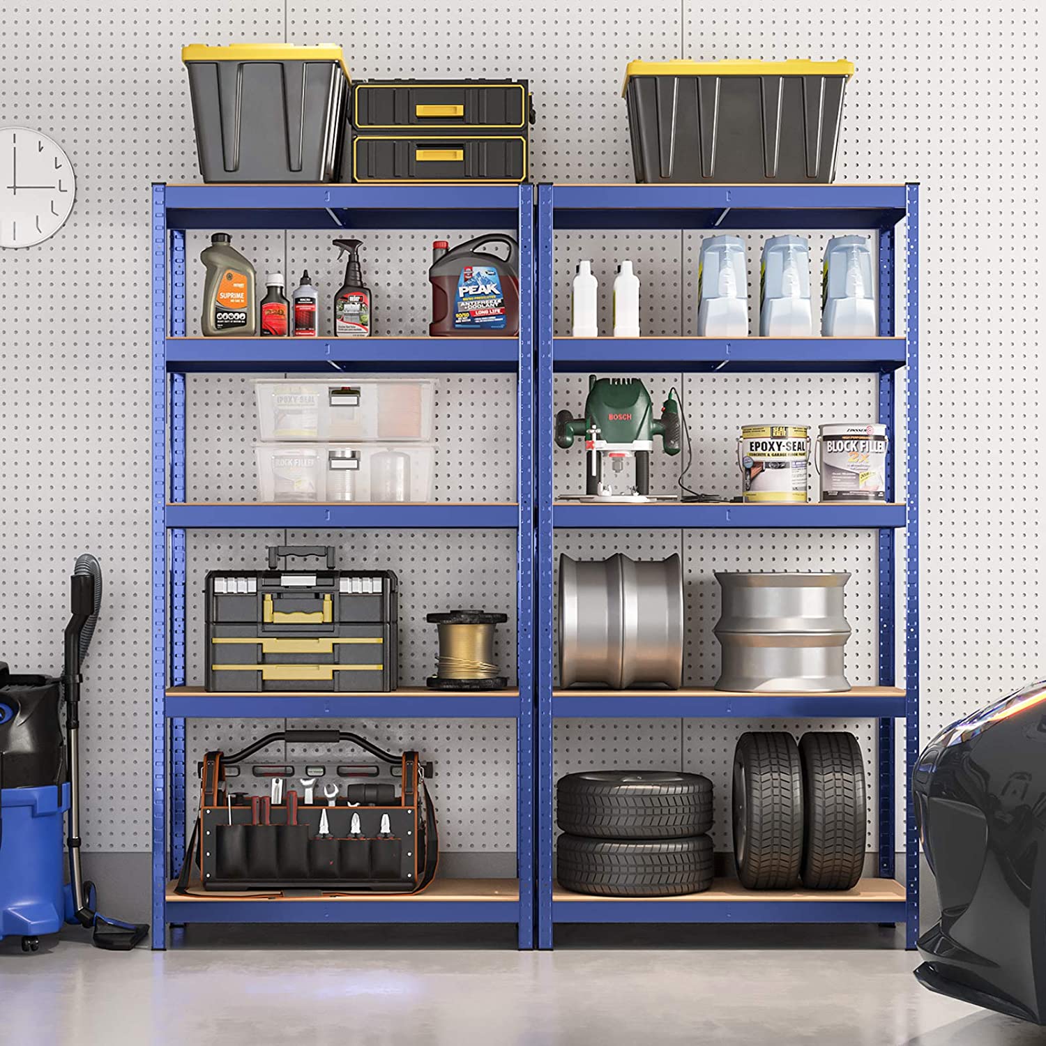 Opbergrekken – Set van 2 – 5 verstelbare planken – Blauw