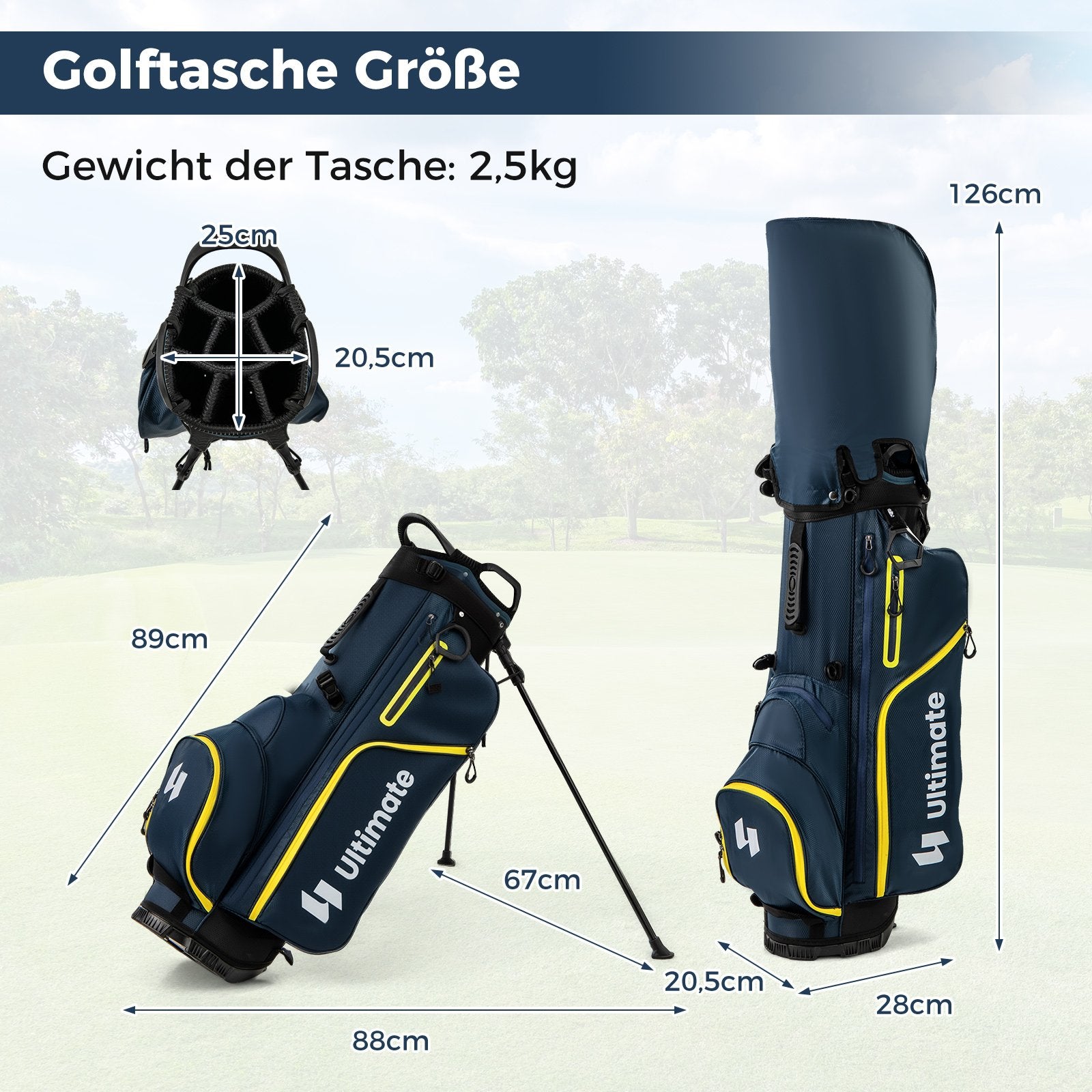 delat – komplett golfklubbsset med golfbag och regnskydd – 15 – Gul