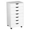 Rullcontainer – med lådor Aktskåp låsbara hjul Kontorsskåp i trä rullande kontorcontainer – 7 48 x 40 x 89 cm – Vit