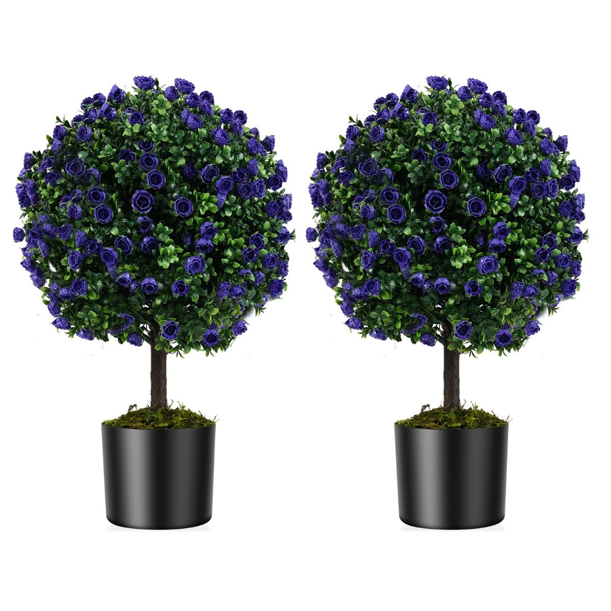 pack – konstgjord växt med blad och rosblommor i buksbom kruka konstträd – 2 55 cm – Lila