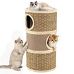 Kratztunna – Med Sivgrass Seil och Sisal Kratzbräda Hölor Kattunna Kratzträd – 3 Ø 36 Cm – Khaki