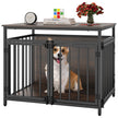 Hundbur – Möbel med dörr Trä Hundlåda Hundgallerbur Sidobord – 3 80 x 60 x 64 cm – Rustik brun