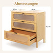 Kommodeskåp – med lådor, sidobord i bambu och härdat glas, – 3 80 x 40 x 78,5 cm – Natur