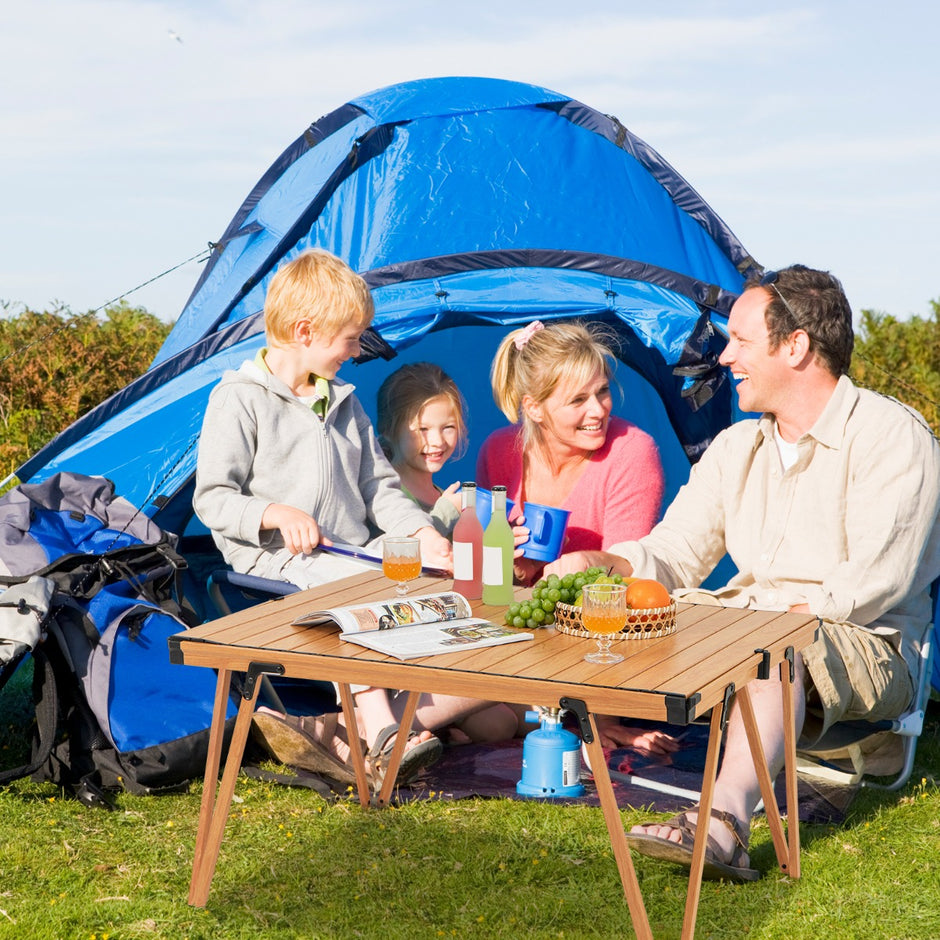 Campingbord – med vattentålig bordsskiva och bärväska picknickbord utomhusbord – Brun