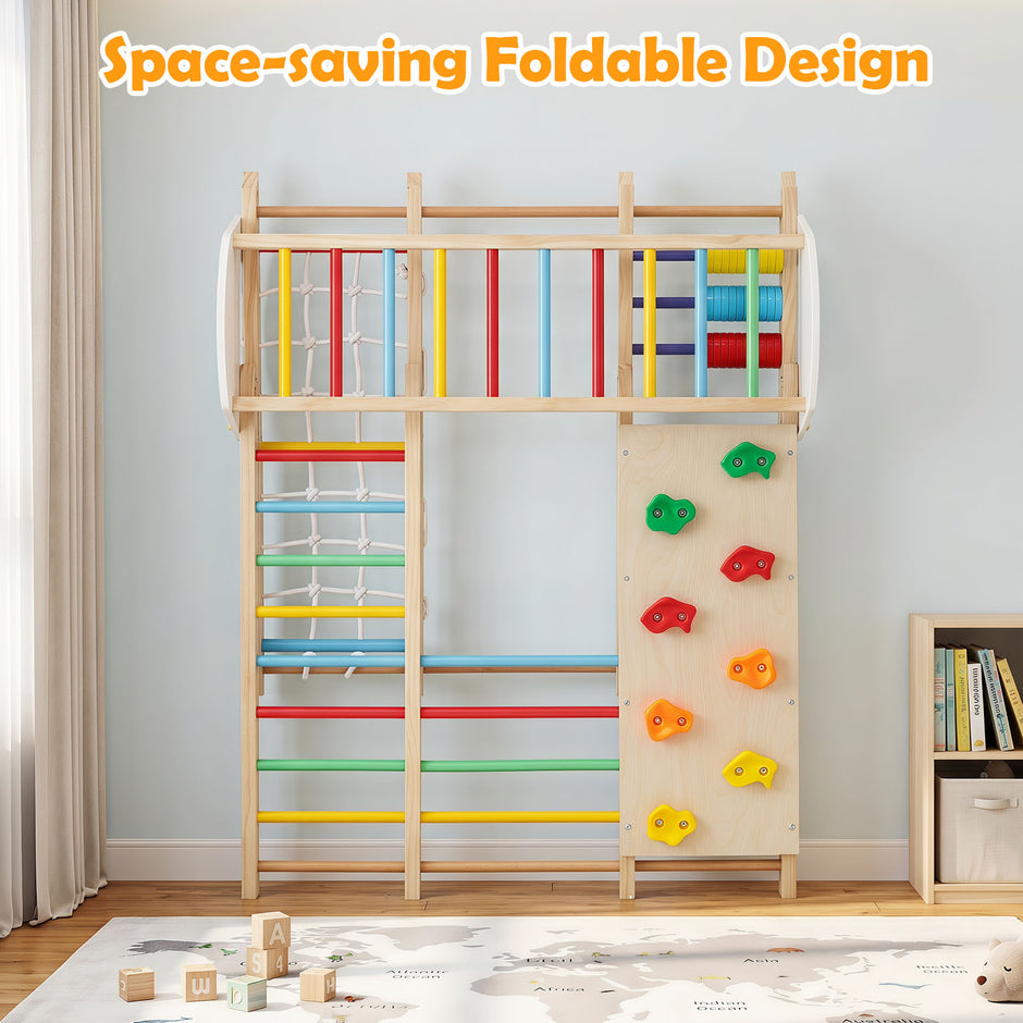 i – inomhusklätterställning i trä för barn från år, fällbart klätterleksaksset, flerfärgat – 8 1 3