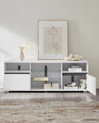 Tv-meubel – Met LED-verlichting en open planken – Wit