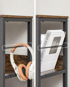 Boekenkast – 9 Vakken – Hout en Staal – Bruin en Zwart