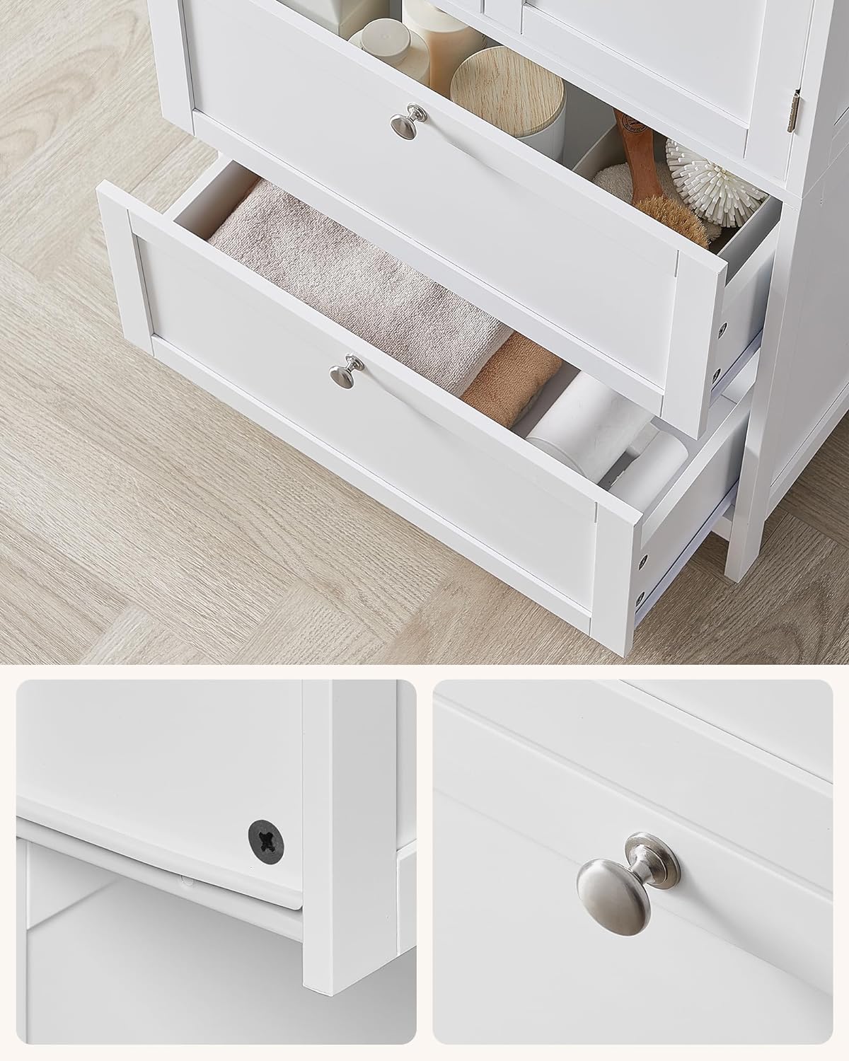 Badkamerkast – Verstelbare plank – 2 Lades – Wit