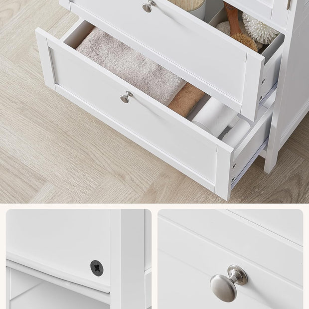 Badkamerkast – Verstelbare plank – 2 Lades – Wit