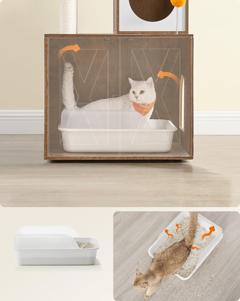 Krabpaal – Met kattenbakkast en meerdere plateaus – Bruin