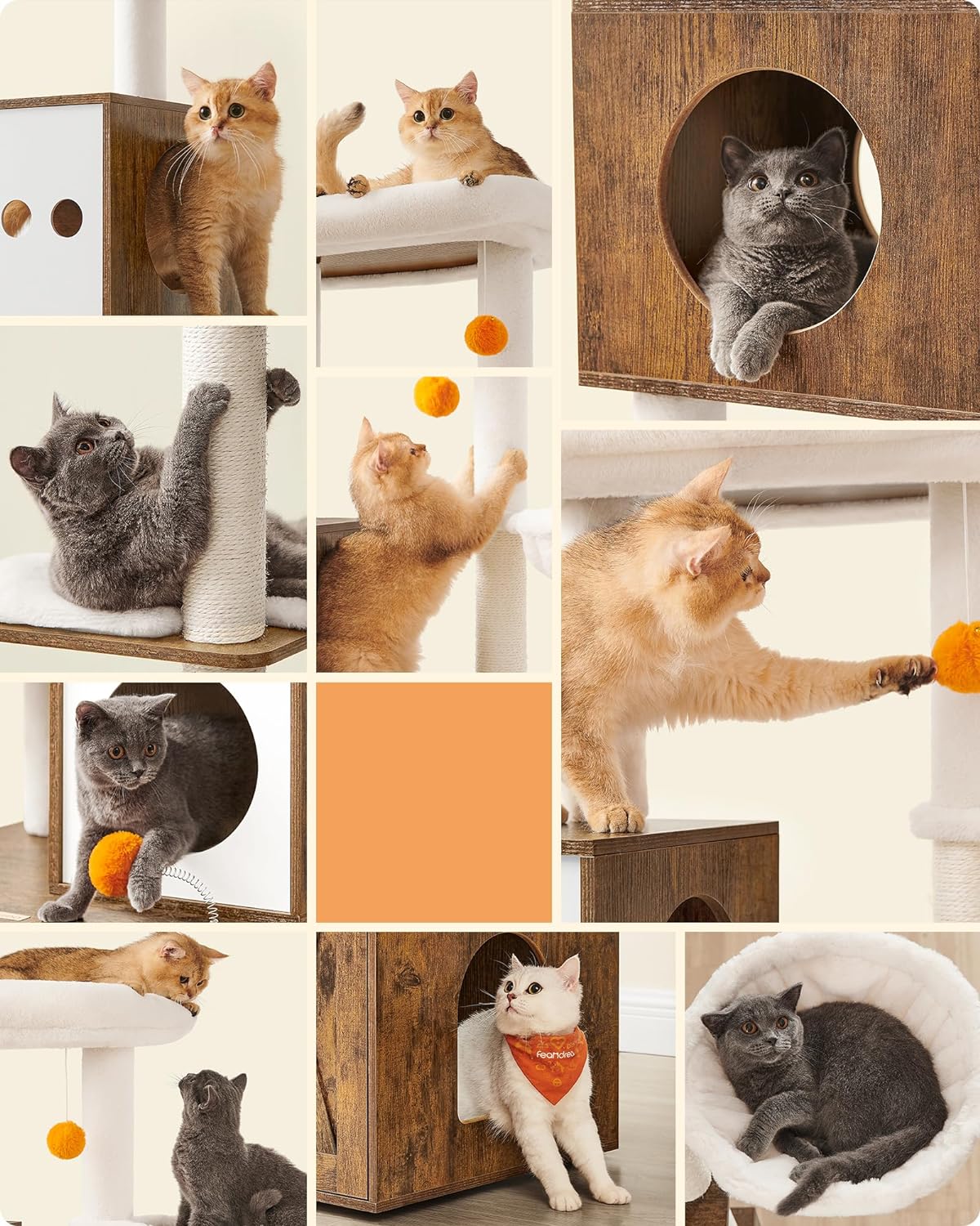 Krabpaal – Met kattenbakkast en meerdere plateaus – Bruin