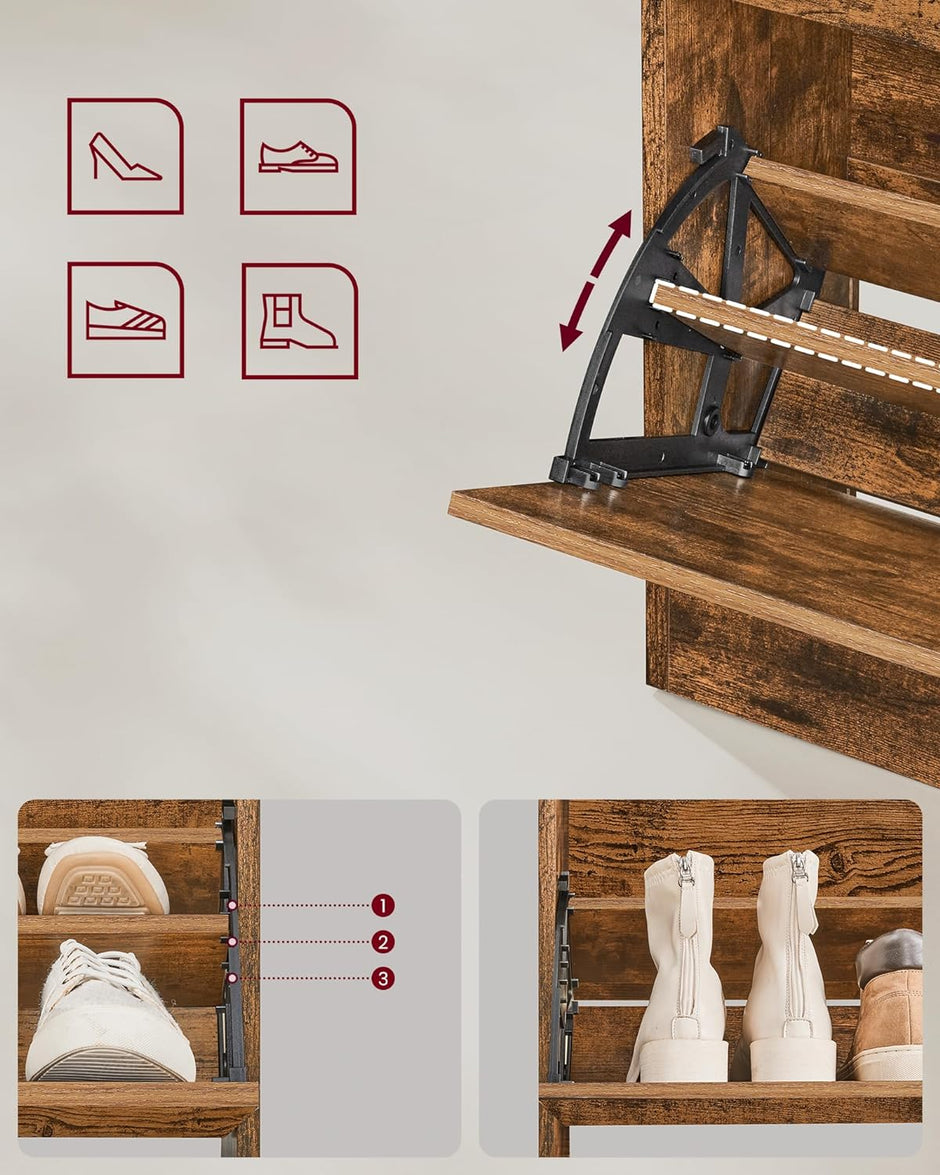 Schoenenkast – Ruimte voor 14-18 paar – Verstelbare schotten – Elegant design