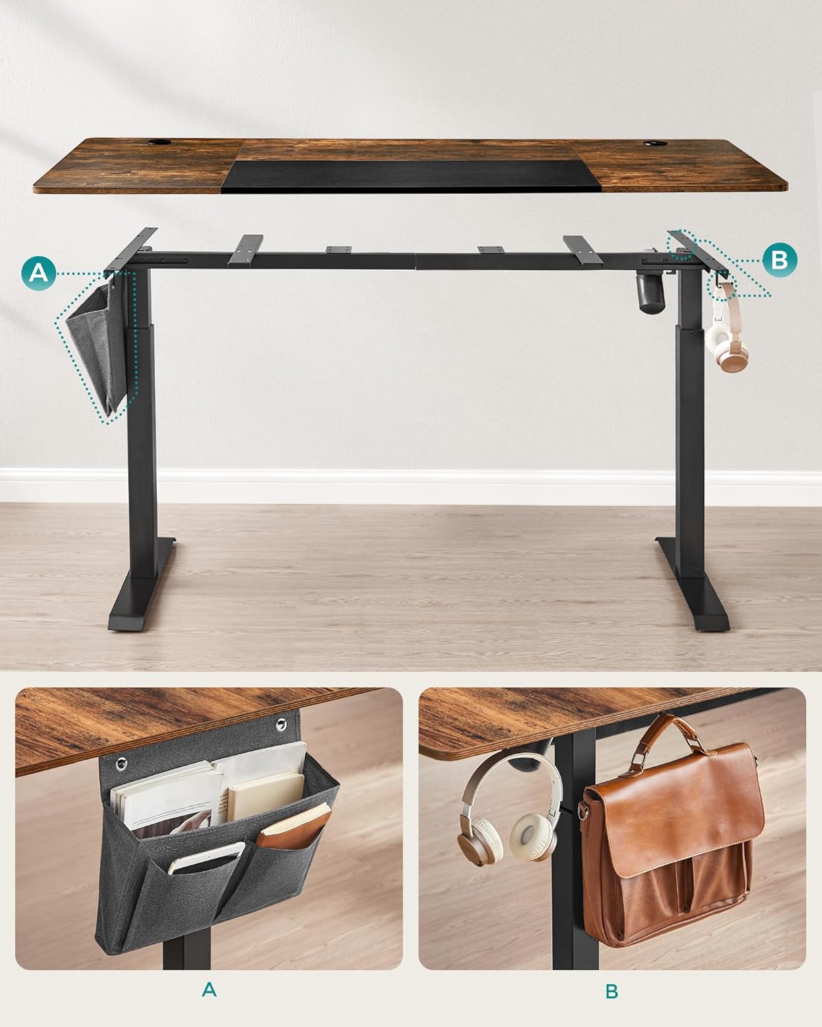 Bureau - Elektrisch bureau - Met wielen en opbergtas
