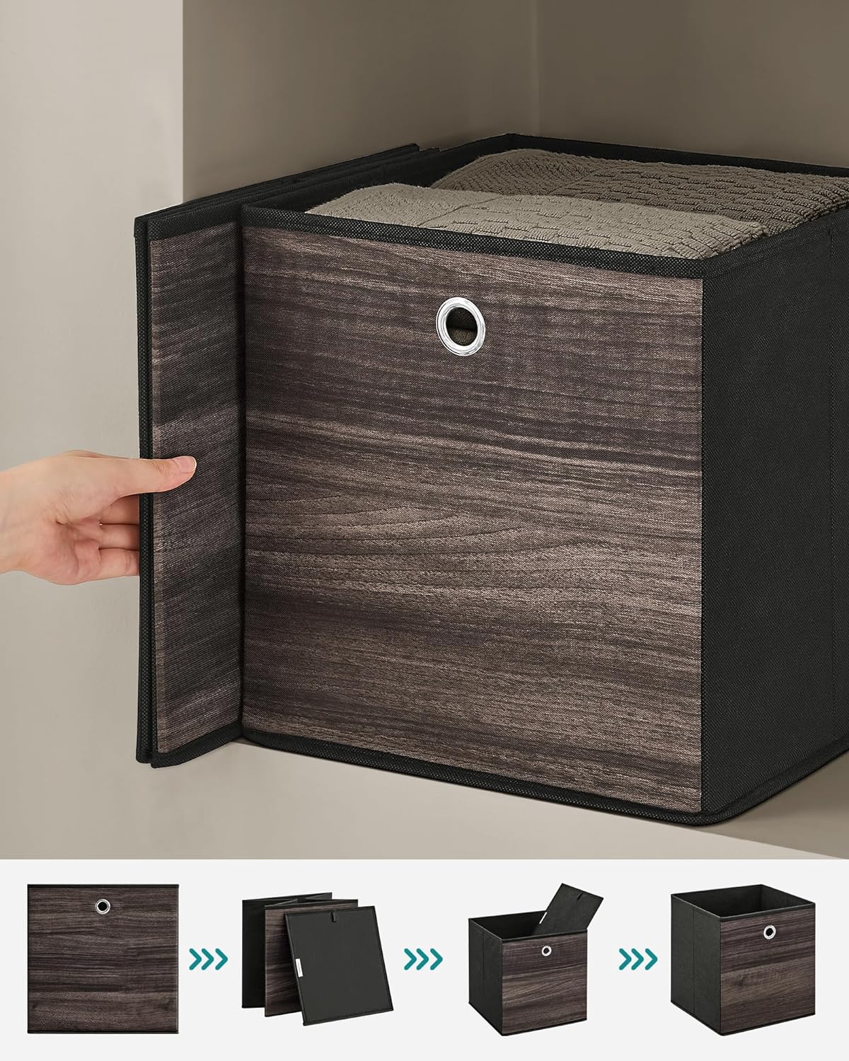 Opbergdozen – Inklapbaar ontwerp – Set van 6 – Donkerbruin