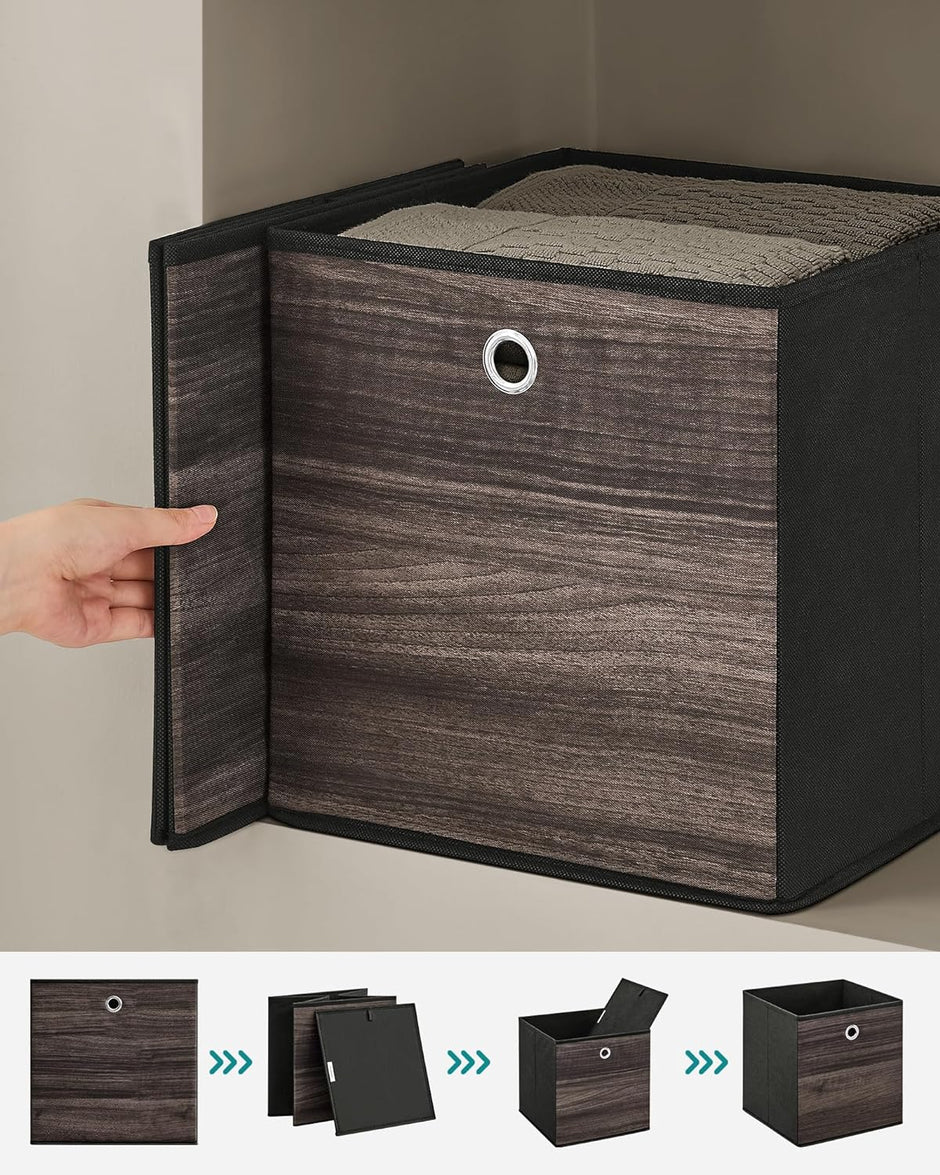 Opbergdozen – Inklapbaar ontwerp – Set van 6 – Donkerbruin