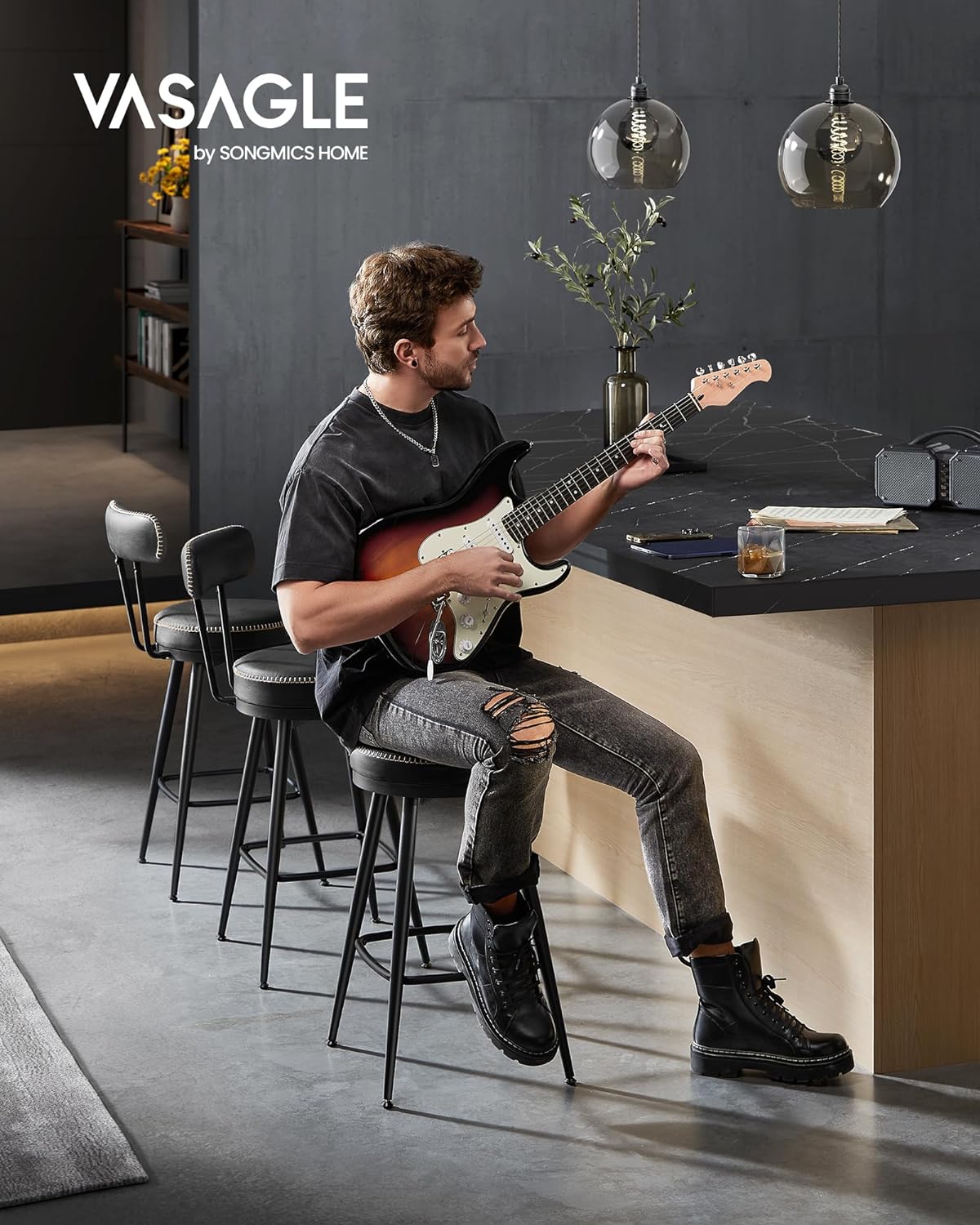 Barkrukken – Draaibaar en comfortabel – Set van 2 – Zwart