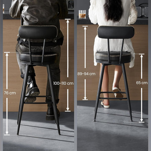 Barkrukken – Draaibaar en comfortabel – Set van 2 – Zwart