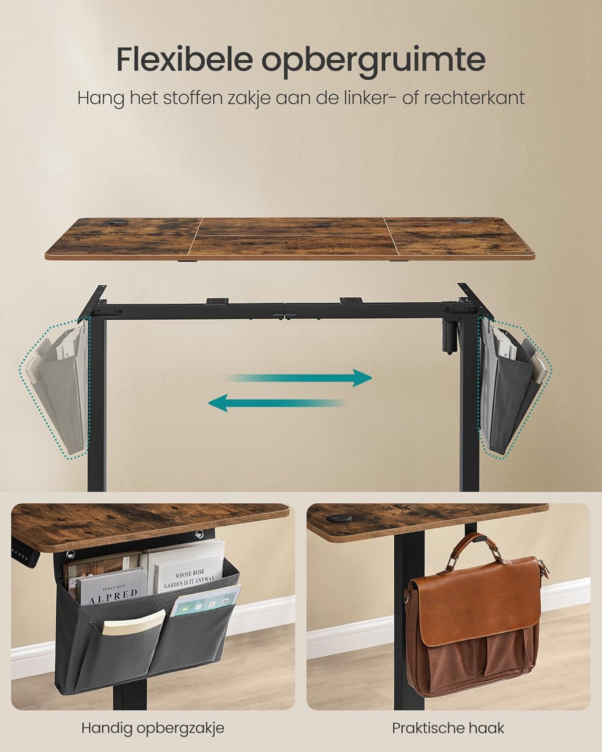 Elektrisch Bureau - In hoogte verstelbaar - 4 geheugenstanden - USB C Snellader - 120 tm 180 x 80