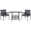 deligt – Trädgårds Lounge Set från Rottan platsbesparande Outdoor Matset med Kuddar Rektangulärt – 3 – Grå