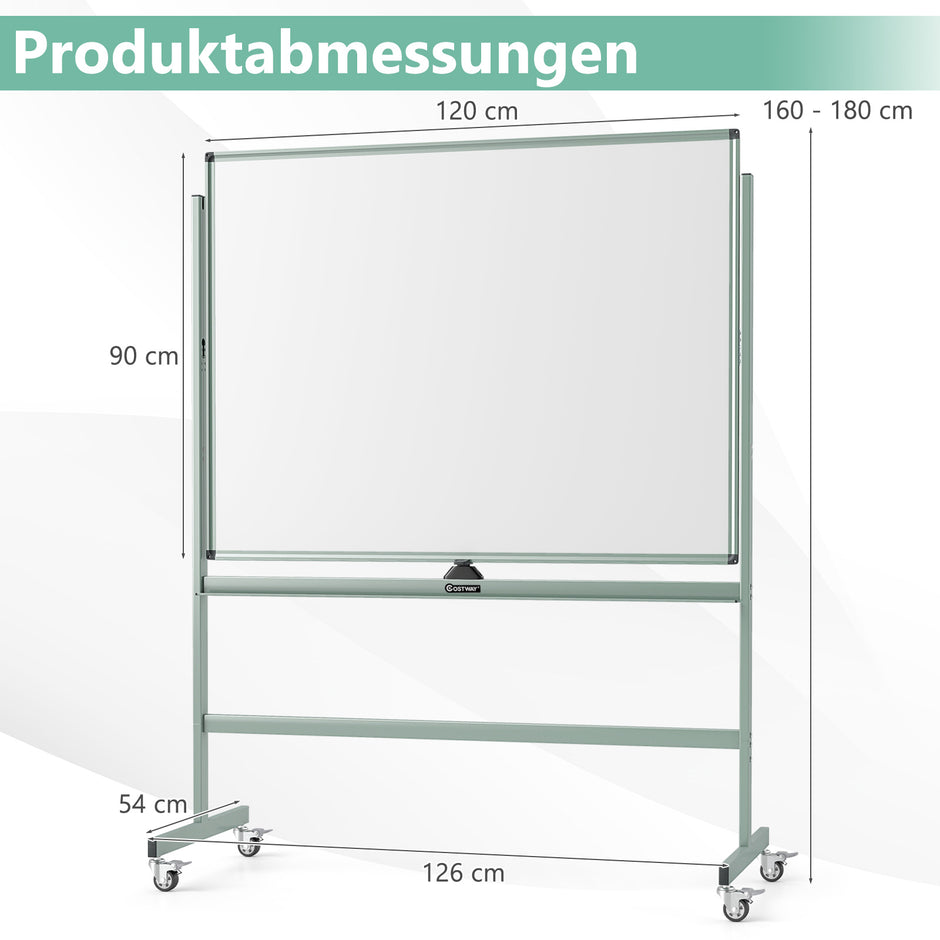Dubbelsidigt – Mobilt Whiteboard Höj och sänkbart Magnetiskt Rullande – Grön