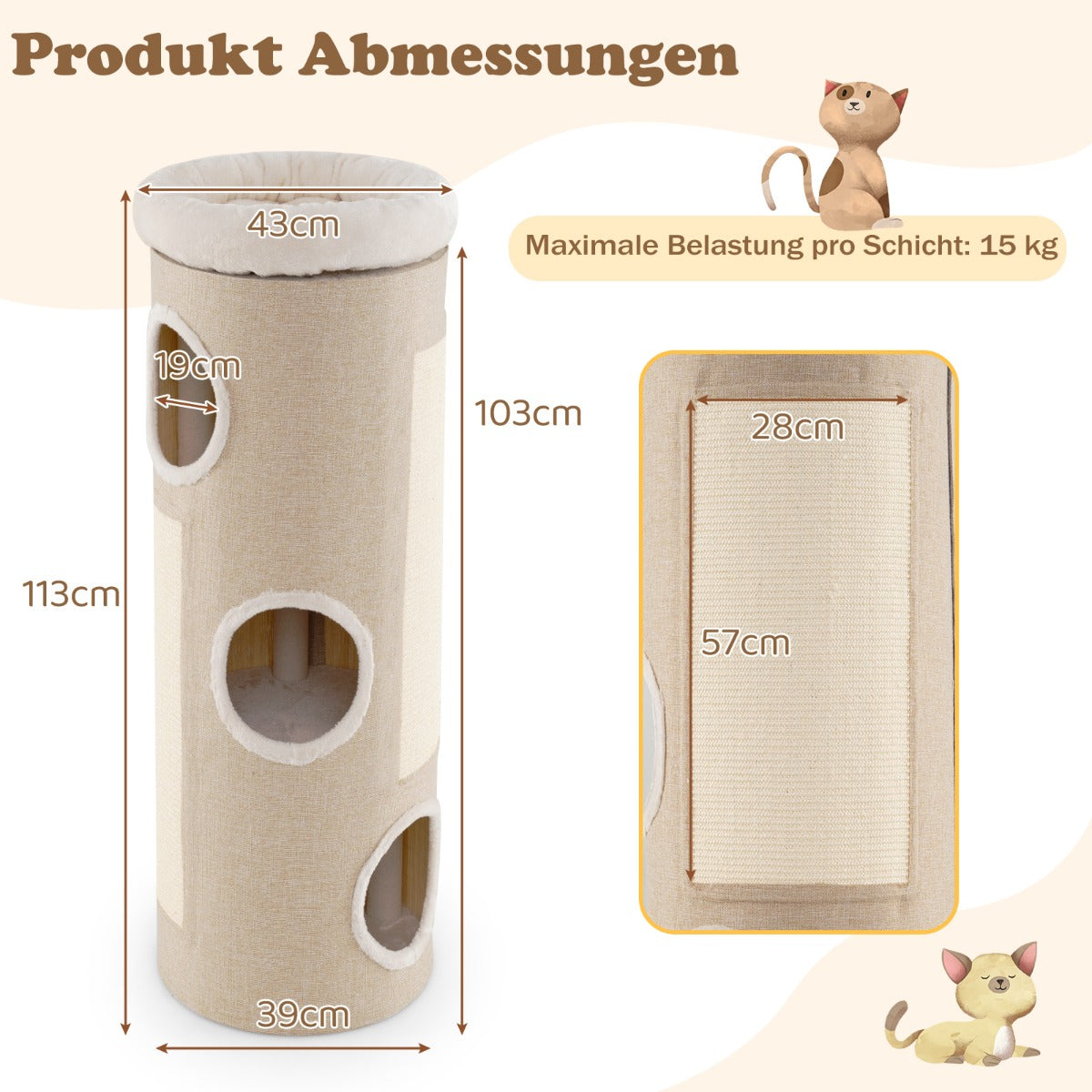 nivåer – klösträd med grottor och sisal klösträcken plyschsäng kattton. – 4 3 2 – Natur