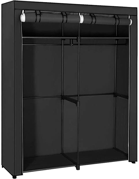 Opvouwbare garderobe met 2 kledingroedes - Grijs