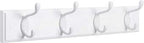 Wandkapstok – 4 metalen haken – zilver/wit