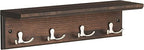 Wandkapstok met 4 dubbele haken en plank - Wit
