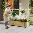 Högbädd – med spaljé och hängande tak, planteringslåda stöd dräneringshål, blomlåda – 150 x 50 x 104 cm – Natur
