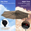 Fribärande – parasoll med solar LED lampor och sandsäckar vev UV skydd – 40 Ø 300 cm – Brun