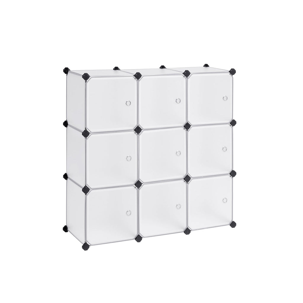 Rekkensysteem - 9 kubussen - Met deuren - Garderobe en schoenenrek - Wit