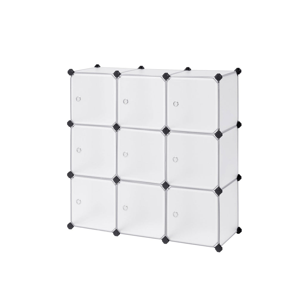 Rekkensysteem - 9 kubussen - Met deuren - Garderobe en schoenenrek - Wit