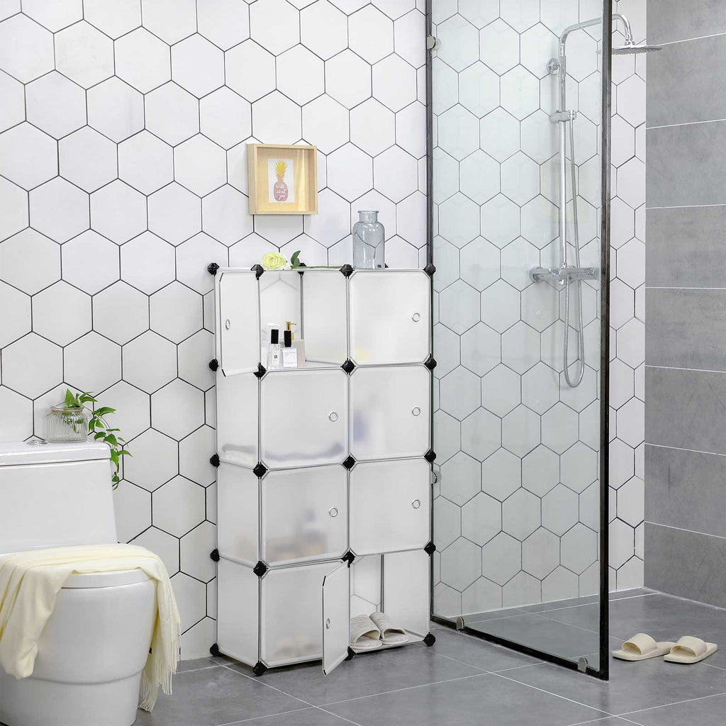 Rekkensysteem - 9 kubussen - Met deuren - Garderobe en schoenenrek - Wit