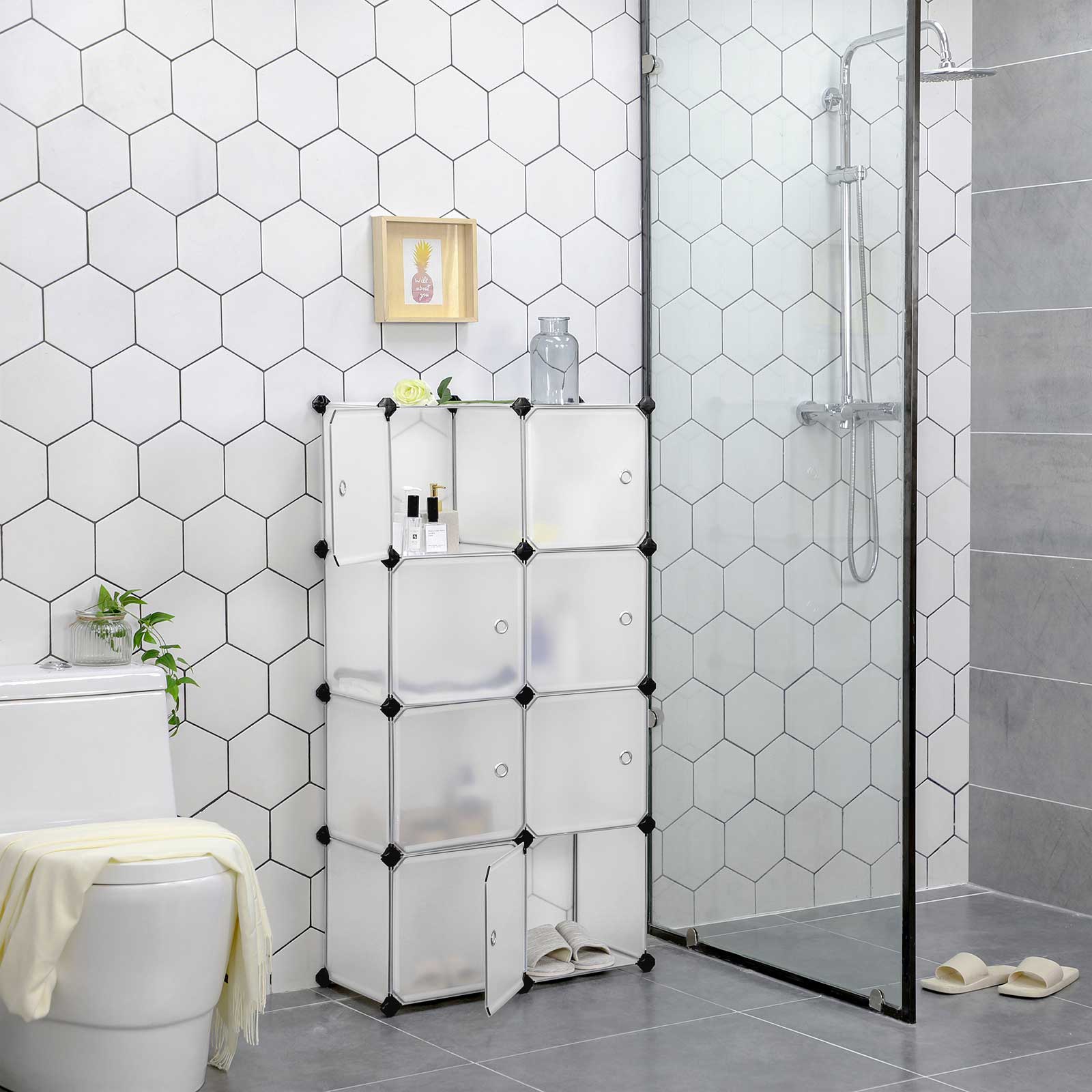 Rekkensysteem - 9 kubussen - Met deuren - Garderobe en schoenenrek - Wit