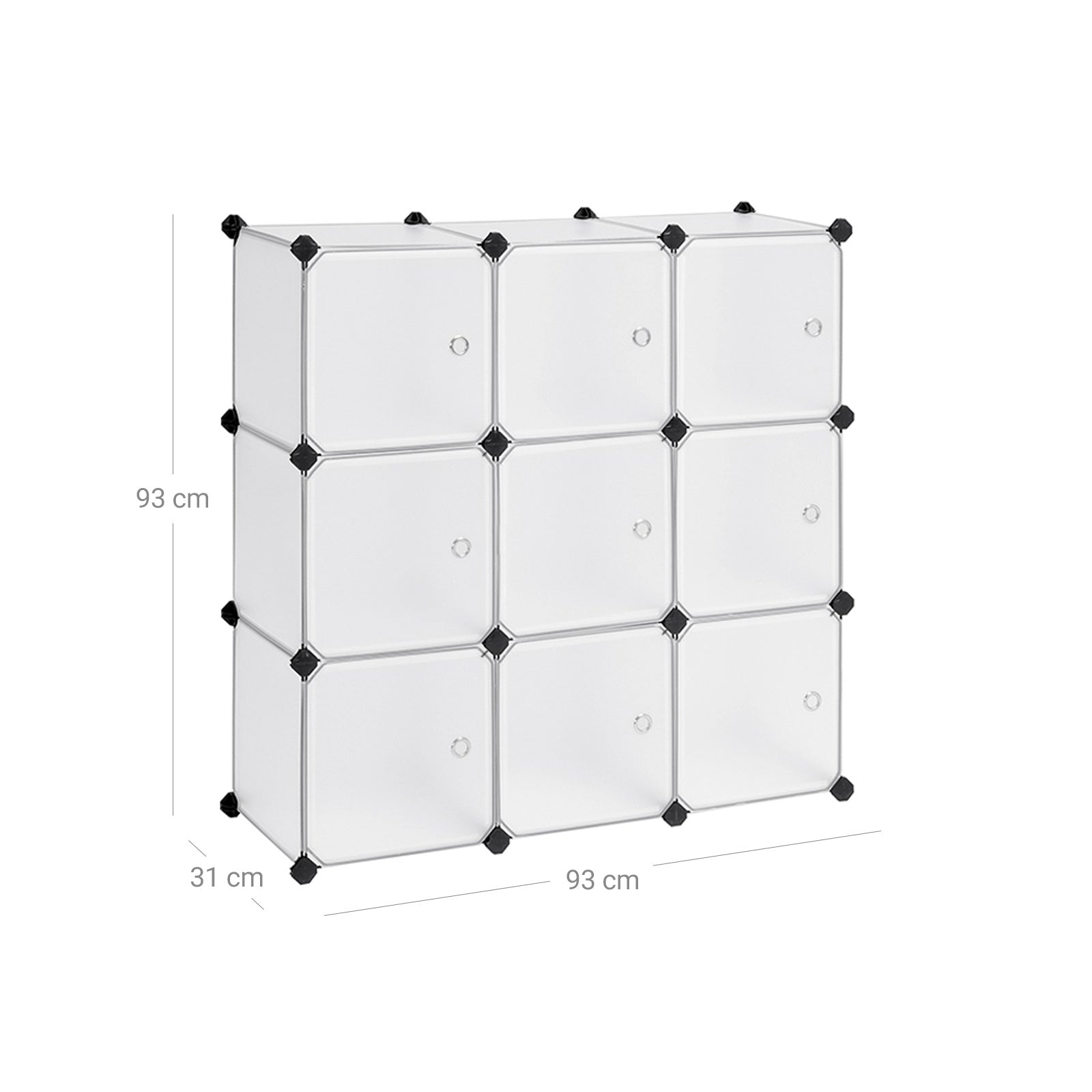 Rekkensysteem - 9 kubussen - Met deuren - Garderobe en schoenenrek - Wit