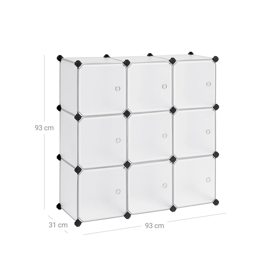 Schoenenrek – 9 opbergvakken – Stof- en vuilvrije opslag – 30 x 30 x 30 cm