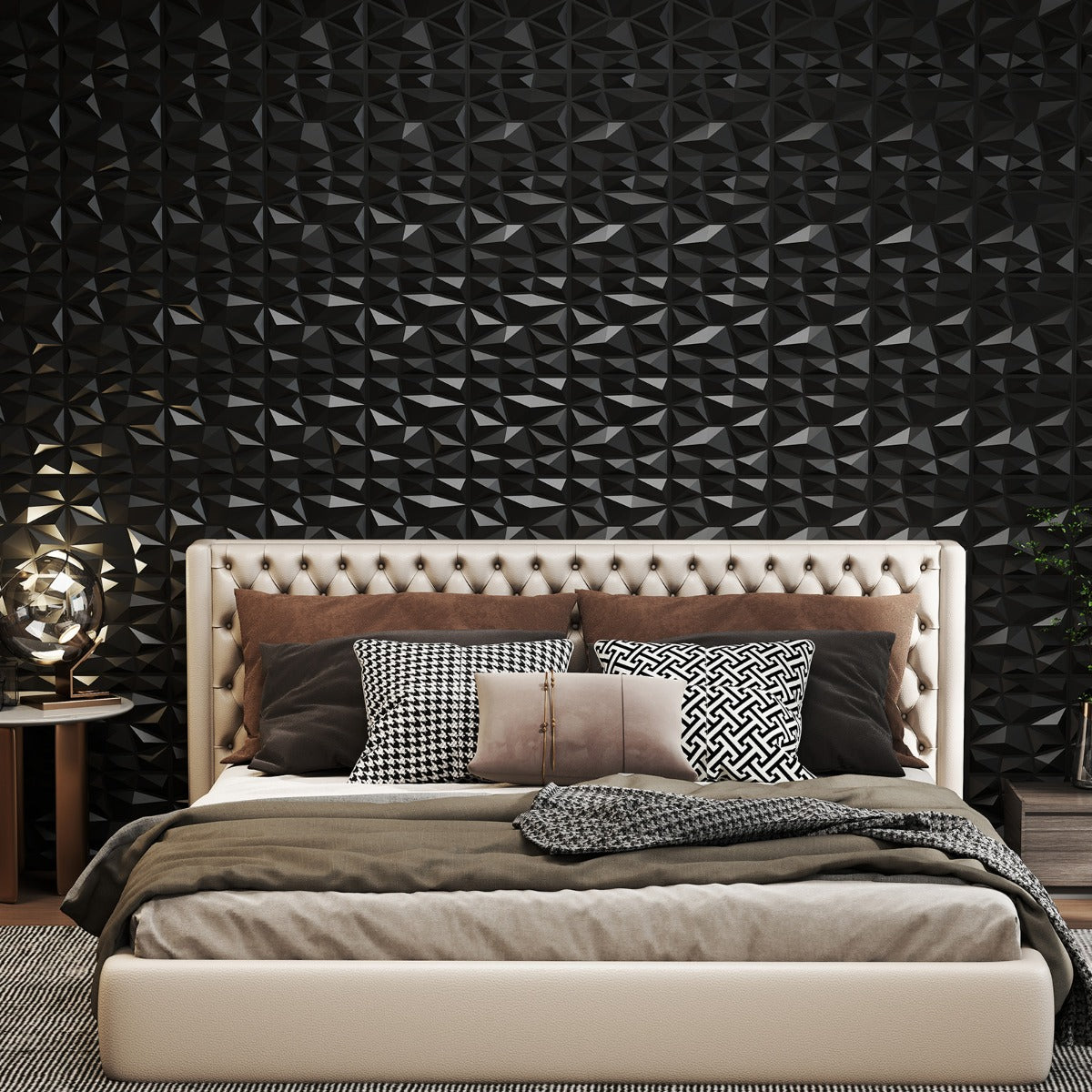 stycken – 3D väggpaneler diamant väggbeklädnad väggdekoration m² – 50 30 x 30 cm 4,5 – Svart