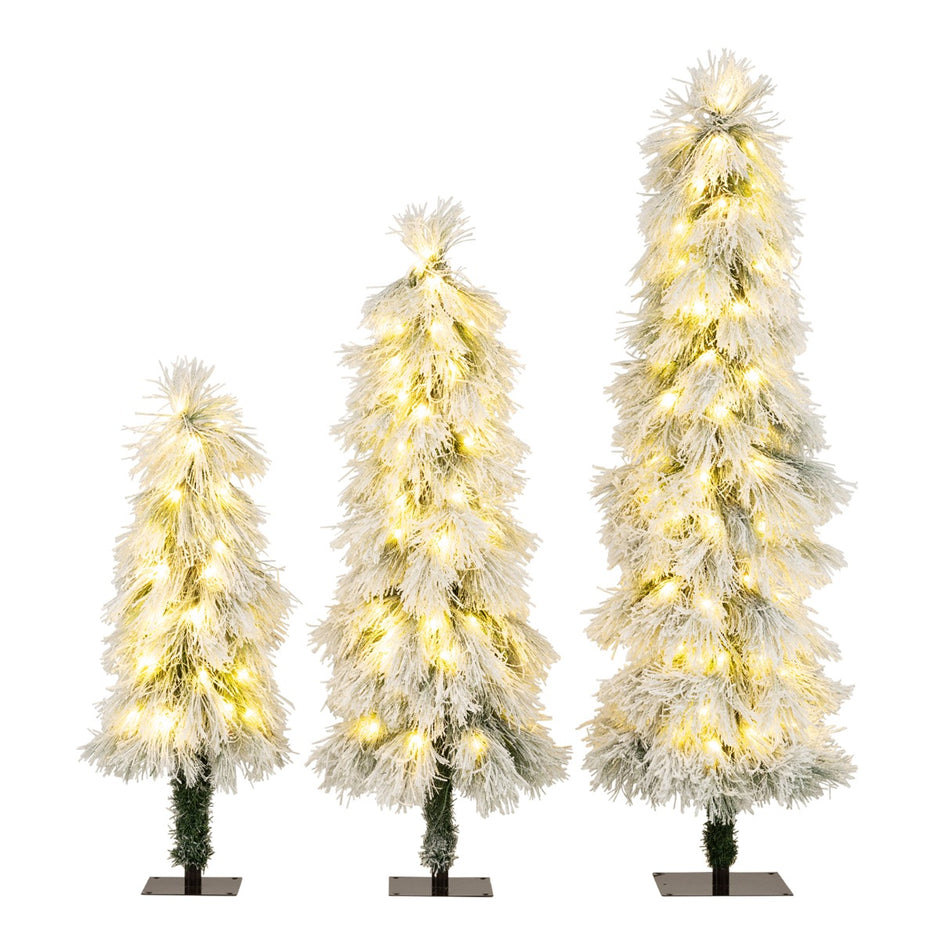 pack – konstgjorda julgranar cm, och med belysning, snöbeströdda grenar, gröna – 3 90 120 cm 150 cm – Grön