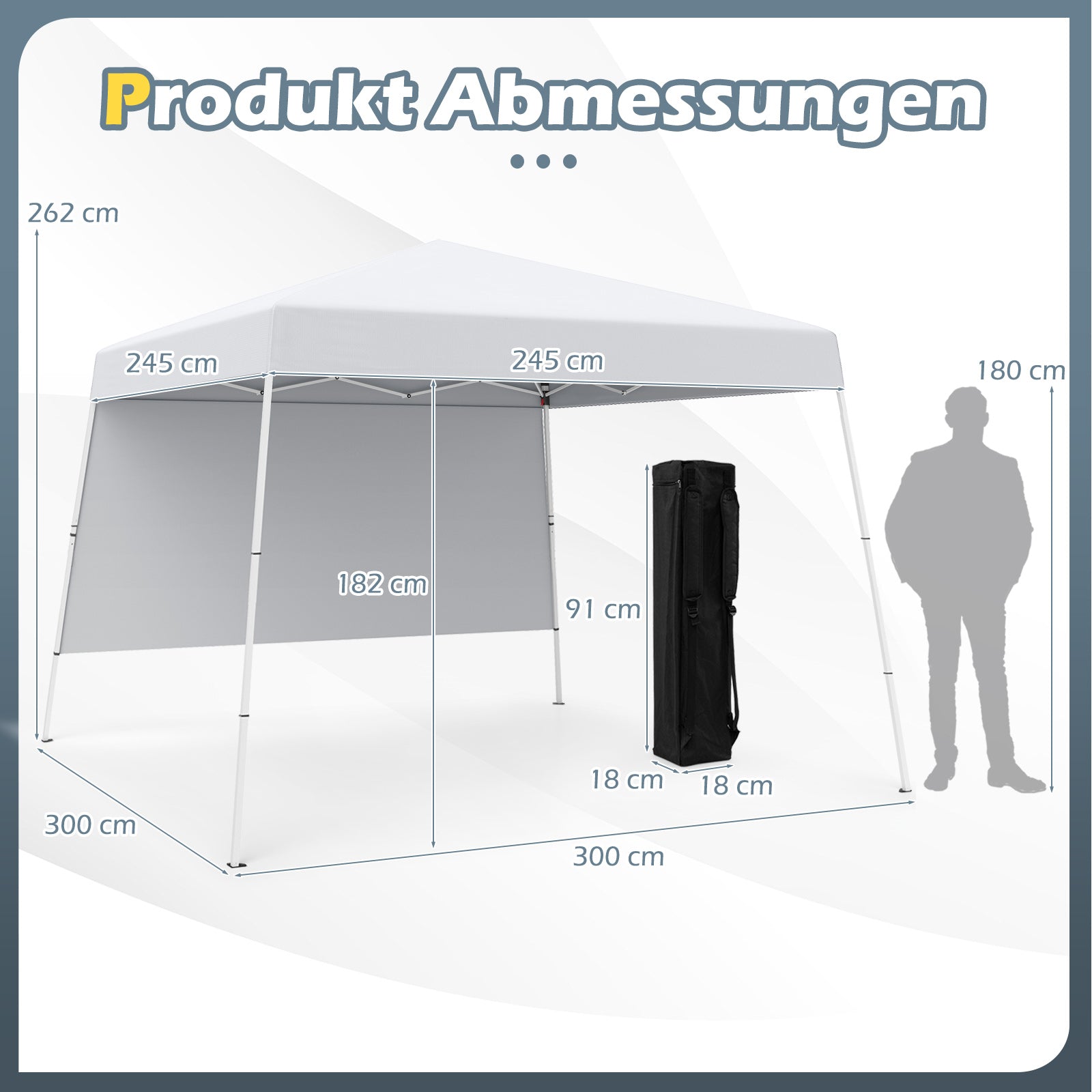 Pop – up Paviljong Trädgårdstält Vattentätt och Solskydd Partytält – 3 x 3 m – Vit