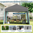 Pop – up Paviljong med omvandlingsbara sidoväggar till markis Campingtält Partytält – 2 430 x 280 cm – Grå